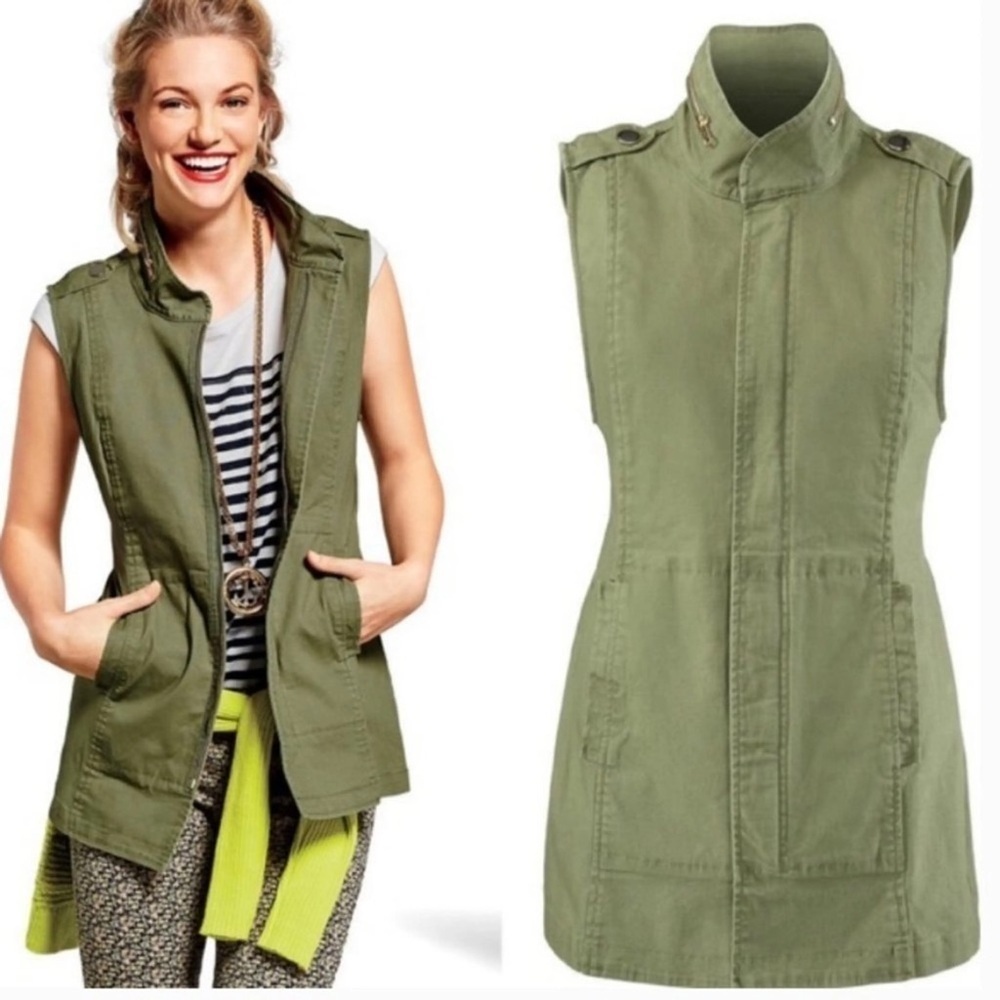 Cabi Explorer Utility Vest Womens Size Small‎ Army Green Sleeveless Jacket